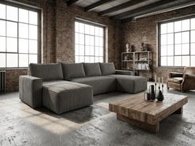 PROMOCJA Ciemnoszary narożnik w kształcie litery U SMART COSARO 295x140 cm II. jakość