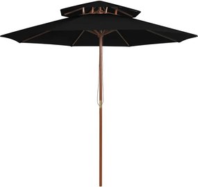 Czarny parasol ogrodowy z podwójnym daszkiem L1-D67