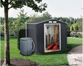 Metalowa szopa ogrodowa "Vegas" - 4,07 m² z rynną i kolektorem wody - Szara