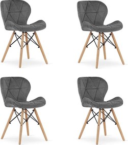 Krzesło Valora WAKO Velvet w kolorze szarym, nowoczesny design do salonu x4