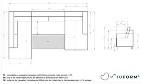 Ciemnoszara aksamitna rozkładana sofa w kształcie litery "U" Miuform Stylish Stan, lewostronna