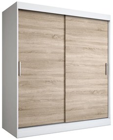 Szafa przesuwna 180 cm biel + dąb sonoma  - Erco 5X