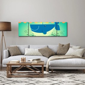 Obraz - Wesoły wieloryb w morzu (170x50 cm)