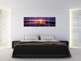 Obraz łodzi rybackich w porcie (170x50 cm)