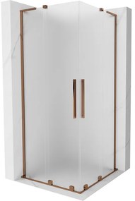 Mexen Velar L Duo kabina prysznicowa rozsuwana 90 x 90 cm, szron, różowe złoto - 871-090-090-02-33-60