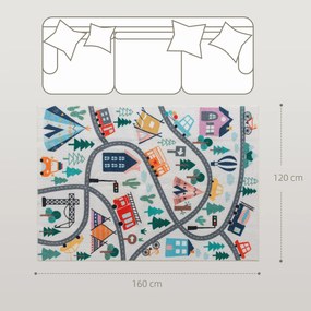 HOMCOM Dywan w Wzór Autostrady, Białe Tło, Miękkie Fleece, Łatwy w Pielęgnacji, Kolorowy