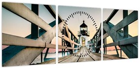 Obraz - Na molo (z zegarem) (90x30 cm)