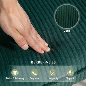 HOMCOM Fotel bujany, Płózki z drewna bukowego, Grube tapicerowanie, Ciemnozielony, do 120 kg