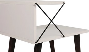 Stolik nocny KIVARO z metalowym detalem, biały