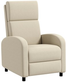 HOMCOM Fotel Relaksacyjny Telewizyjny, Wysuwany Podnóżek, Regulacja do 160°, 64 x 86 x 102 cm, Kremowy
