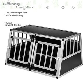 Aluminiowa skrzynia transportowa dla psów dwudrzwiowa tylna