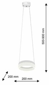 LAMPA WISZĄCA RING 12W LED, okrągły, biały, pojedynczy, jedna lampa