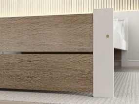 Łóżko IKAROS DOUBLE 160 x 200 cm, białe/dąb sonoma Stelaż: Ze stelażem listwowym rolowanym, Materac: Bez materaca