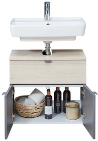Szara/w naturalnym kolorze wisząca szafka bez umywalki w dekorze sosny 53x60 cm Quickset 394 – Pelipal