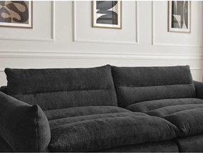 Czarna sofa z tkaniny szenilowej 276 cm Neil – Bobochic Paris