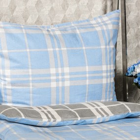 4Home Pościel flanelowa Niebieska kratka, 140 x 220 cm, 70 x 90 cm