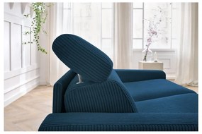 Ciemnoniebieska sztruksowa rozkładana sofa 215 cm Monaco – Bobochic Paris