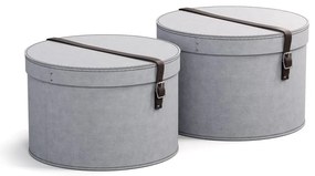 Jasnoszare kartonowe pojemniki z pokrywką zestaw 2 szt. ø 37,5x25,5 cm Rut – Bigso Box of Sweden