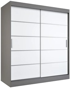Szafa przesuwna antracyt + biały 180 cm - Bohosa 5X