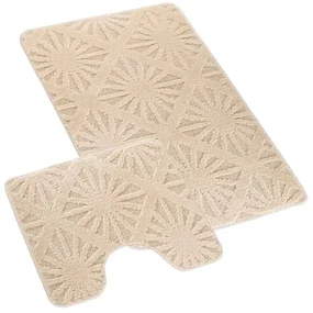Bellatex Zestaw dywaników łazienkowych Bany zwzorem Paprsek kremowy, 60 x 100, 60 x 50 cm