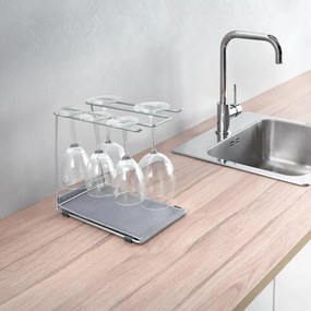 Stalowy uchwyt na kieliszki do wina w kolorze srebra Calix – Metaltex