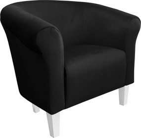 Fotel Milo tkanina Welur wygodny fotel tapicerowany do salonu i sypialni : Kolor nogi - Biała, Kolor tkaniny - VELVET - MG19, Wysokość nogi - 15 cm