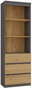 Regał z szufladami i półkami antracyt + dąb artisan D8-S96