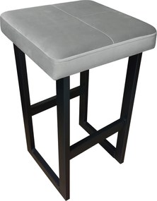 Hoker ALEX krzesło barowe tkanina Welur podstawa metalowa : Kolor Stelaża - Czarny , Kolor tkaniny - VELVET - MG17, Wysokość - 60 cm