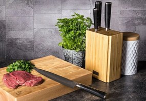 Zestaw noży G21 Damascus Premium w bambusowym bloku, 4 szt. + kamień do ostrzenia