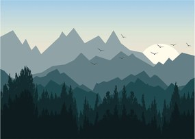Obraz na szkle - Góry oczami grafika (70x50 cm)