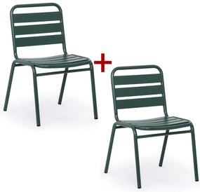 Metalowe krzesło bistro RIVA, 1+1 GRATIS, do użytku zewnętrznego, zielony