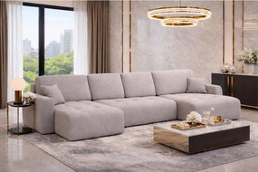 Narożnik w kształcie U z funkcją spania i pojemnikiem Ivo U, tkanina welurowa Salvador, Szary