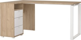 Biurko narożne z kontenerkiem Sign biały mat/jackson hickory