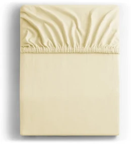 Kremowe dżersejowe prześcieradło z gumką 220x200 cm Amber – Restilo