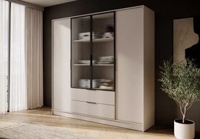 Szafa nowoczesna 206cm Tetrix szkło ryflowane drążek półki