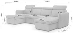 Narożnik z funkcją spania Barcelia U - beżowa tkanina Asti 03