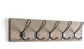 Wieszak ścienny Xica z szarym drewnem, 5 haczykami