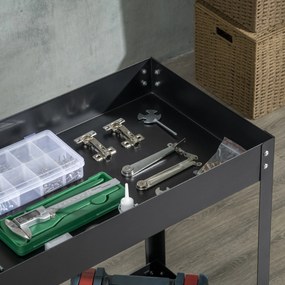 DURHAND Wózek Warsztatowy, 2 Półki, Na Kółkach, Stal, do 150 kg, 84,5 x 38 x 84 cm, Czarny