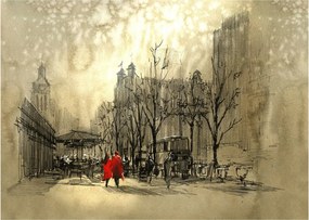 Obraz na szkle - Szkic miasta (70x50 cm)