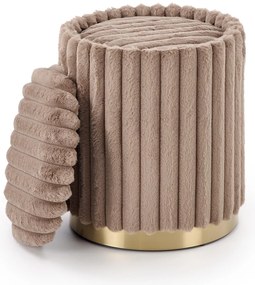 Pufy, zestaw 2 sztuk capuccino/złote FIDO ze schowkiem, plusz