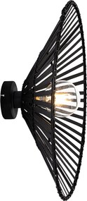 Orientalna lampa ścienna czarna z bambusa - Pua