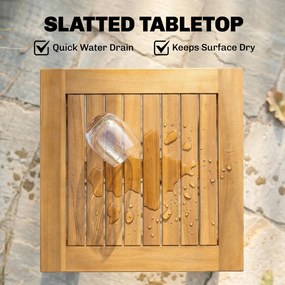 Outsunny Stolik balkonowy 48 x 48 cm, odporny na warunki pogodowe, z lamelami, regulowanymi nóżkami, kwadratowy | Aosom PL