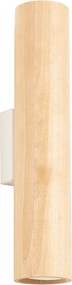 Lampa ścienna nowoczesny Lino, drewno/stal - 2 źródło - L.6 x H.30 cm - naturalne drewno/biały