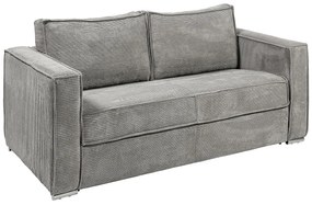 Kanapa 3-osobowa rozkładana typu express z jasnoszarego sztruksu - Miejsce do spania z szerokimi listewkami 140 cm - Materac 14 cm - LORETO