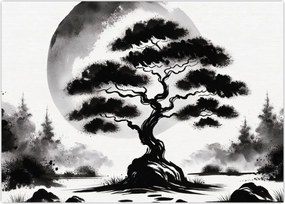 Obraz – Czarno-biały bonsai (70x50 cm)