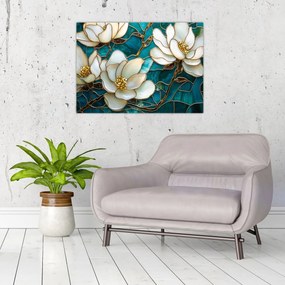 Obraz na szkle - Witraż z magnolią (70x50 cm)