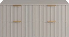 Szafka pod umywalkę wisząca ryflowana z blatem - Beżowy - szer. 120 cm - ZEVARA