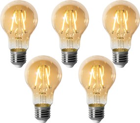 Zestaw 5 ściemnialnych żarówek LED E27 A60 złote 3W 310 lm 2200K