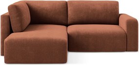 Rozkładany/ze schowkiem narożnik z tkaniny szenilowej (lewostronny/w kształcie litery L) w kolorze terakoty Kona – Makamii