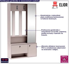 Beżowa garderoba z lustrem A9-W85